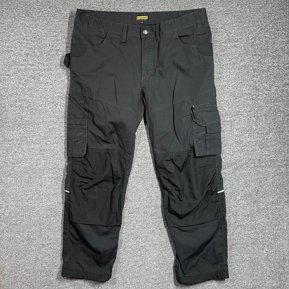 Blaklader Workwear Ripstop Cargo Pants Mens 38x32 Black Reinforced Knee Utility